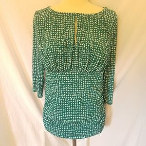 Ann Taylor Green and White Blouse